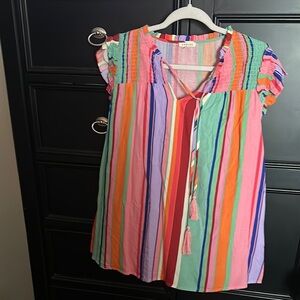 JODIFL Flutter Sleeve Pink and Orange Tunic